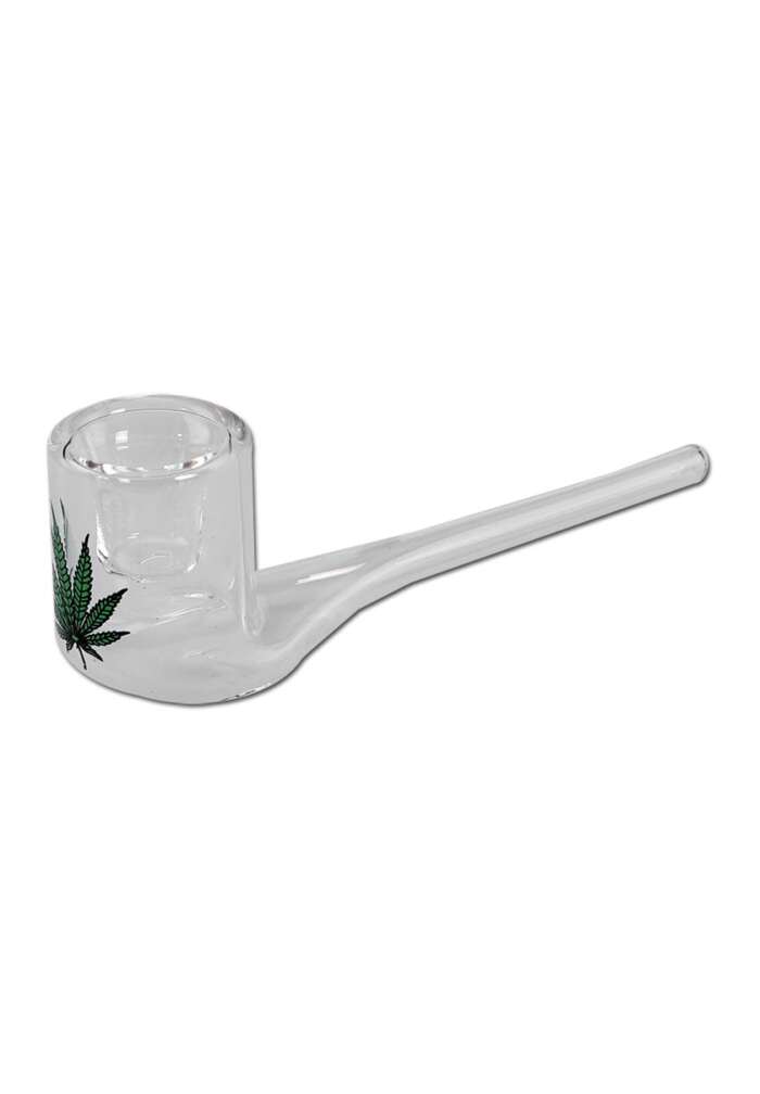Pipa in Vetro Black Leaf 10 cm con foglia